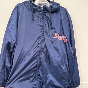 Majestic‎ Atlanta Braves Windbreaker Jacket Men’s 3X Navy Blue Full Zip Hooded